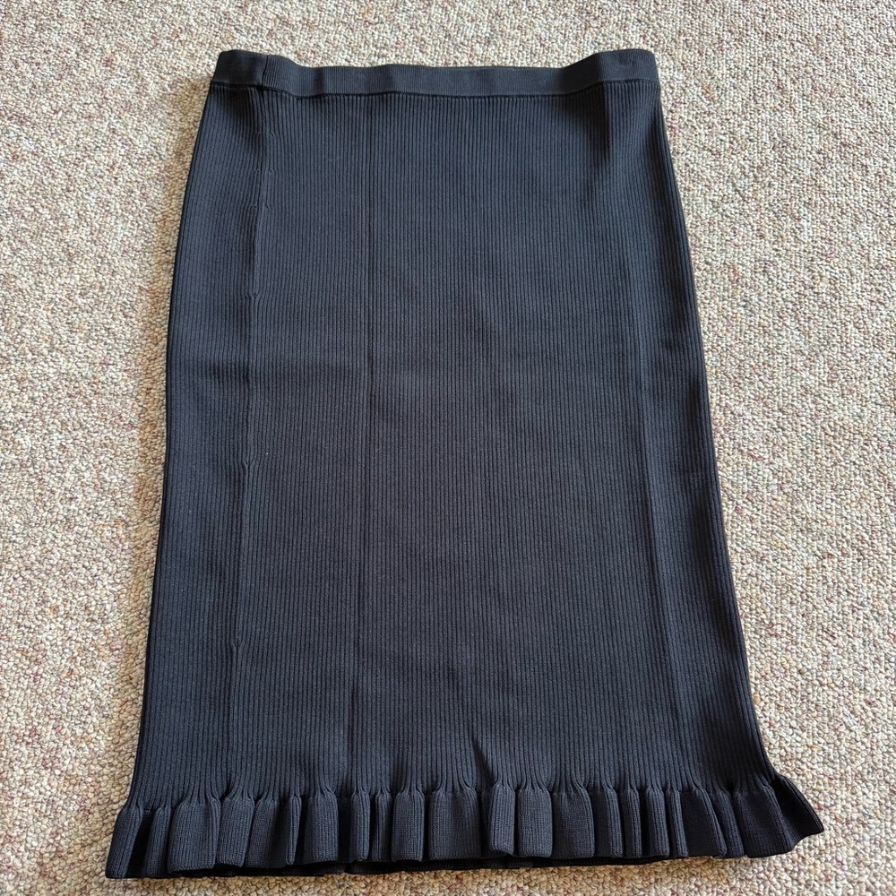 Michael Michael Kors Black Ribbed Ruffle edge Skirt XL